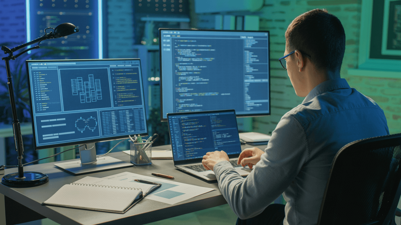 Desenvolvedor trabalhando com análise de requisitos